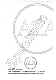 ACA 98 (2000 revision). Appointment of a consultant architect - for small works, works of simple content and specialist services. 2nd edition