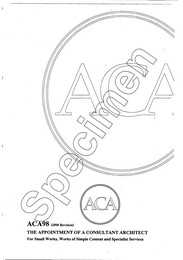 ACA 98 (2000 revision). Appointment of a consultant architect - for small works, works of simple content and specialist services. 2nd edition