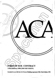 Form of sub-contract. 3rd edition 1998. (2003 revision)