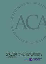 SPC2000. ACA Standard form of specialist contract for project partnering. Amended 2008