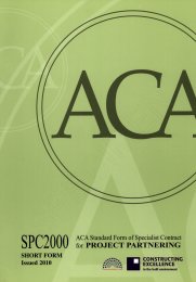 SPC2000 Short Form (issued 2010). ACA standard form of specialist contract for project partnering