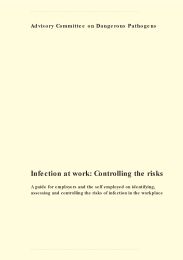 Infection at work: controlling the risks. A guide for employers and the self employed on identifying, assessing and controlling the risks of infection in the workplace