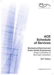 ACE Schedule of services. Mechanical electrical and public health engineering. Single consultant or non-lead consultant. 2017 edition