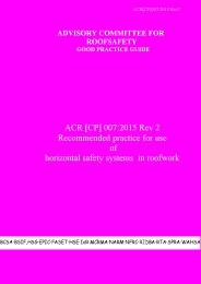 ACR [CP] 007:2015 Rev 2: Recommended practice for use of horizontal safety systems in roofwork (magenta book) (Part 1)