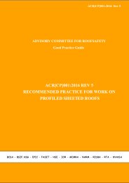 ACR [CP] 001:2016 Rev 5: Recommended practice for work on profiled sheeted roofs (orange book)
