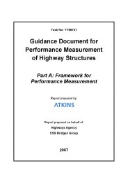 Guidance document for performance measurement of highway structures. Part A: Framework for performance measurement
