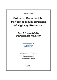 Guidance document for performance measurement of highway structures. Part B2: Availability performance indicator