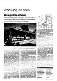 Ecological conclusion. A timber-frame structure with louvre screen and rooflights. AJ 13.04.2000