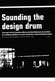 Sounding the design drum. Evesham Micros HQ. AJ 04.03.1999