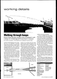 Walking through hoops. Footbridge at Princes Dock, Liverpool. AJ 6/13.12.2001