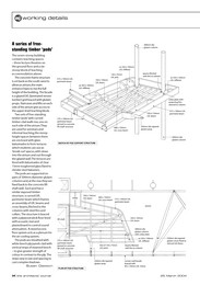 Series of free-standing timber 'pods'. AJ 25.3.2004