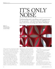 Focus on acoustics. It's only noise. AJ Specification 12.2008