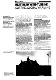 Heating by wind turbine: cutting global warming. AJ 30.01.91