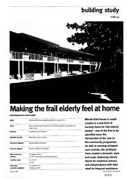 Making the frail elderly feel at home. Minnie Kidd House, Hazelbourne Rd, London. AJ 9.6.93