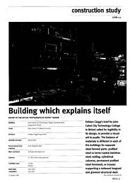 Building which explains itself. John Cabot City Technology College, Woodside Rd, Bristol. AJ 17.03.93