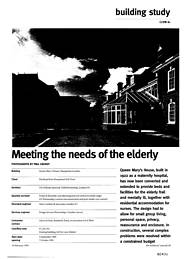 Meeting the needs of the elderly. Queen Mary's House, Hampstead, London. AJ 10.2.93