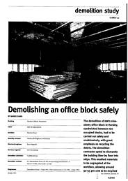 Demolition study. Demolishing an office block safely. AJ 28.07.93