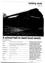 School hall to meet local needs. Barton Hall, Hordean Community School, Hampshire. AJ 19.01.94
