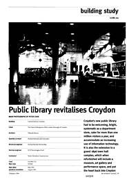 Public library revitalises Croydon. Central library, Croydon. AJ 05.01.94