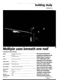 Multiple uses beneath one roof. Atlantis building, Devons Road, London E3. AJ 2.3.94