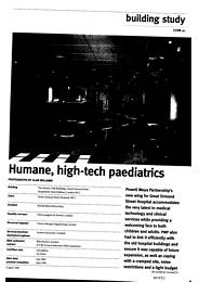 Humane, high-tech paediatrics. Variety Club Building, Great Ormond St Hospital for Sick Children, London WC1. AJ 6.4.94