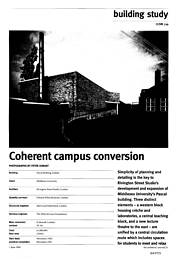 Coherent campus conversion. Pascal Building, Enfield. AJ 1.6.94