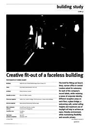 Creative fit-out of a faceless building. Office fit-out, 10 Great Marlborough St, London W1. AJ 15.6.94