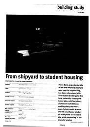 From shipyard to student housing. Panns Bank student accommodation. AJ 20.7.94