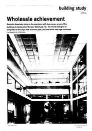 Wholesale achievement. John Menzies HQ, Edinburgh. AJ 30.11.95