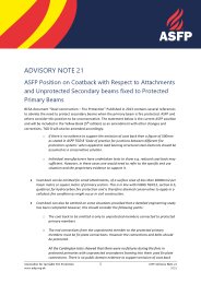 ASFP position on coat back with respect to unprotected secondary beams fixed to protected primary beams