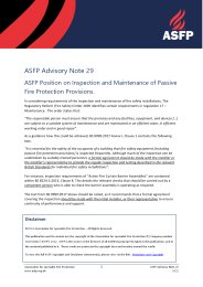 ASFP Position on inspection and maintenance of passive fire protection provisions