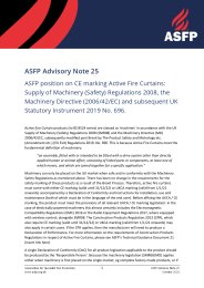 ASFP position on CE marking active fire curtains: Supply of Machinery (Safety) Regulations 2008, the Machinery Directive (2006/42/EC) and subsequent UK Statutory Instrument 2019 No. 696