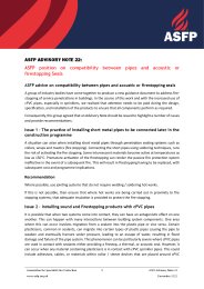 ASFP position on compatibility between pipes and acoustic or fire stopping seals