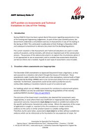 ASFP position on assessments and technical evaluations in lieu of fire testing