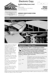 SpeedDeck Building Systems Ltd. SpeedDeck Secret Fix roof system. 3rd issue