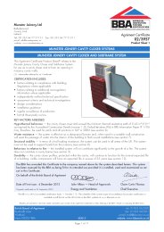 Munster Joinery Ltd. Munster Joinery cavity closer systems. Munster Joinery cavity closer and subframe system. Product sheet 1