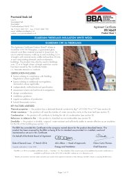 Provincial Seals Ltd. Guardian Fiberglass insulation white wool. Guardian CWI 36 fiberglass. Product sheet 1