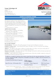 Centaur Technologies Ltd. Centech PU roofing systems. Centech PU 20 system. Product sheet 3