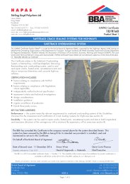 Stirling Lloyd Polychem Ltd. Safetrack crack sealing systems for highways. Safetrack overbanding system. Product sheet 1. 2nd issue
