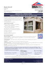 Munster Joinery Ltd. Cairnsville PVC-u window system. Cairnsville outward opening and tilt and turn systems. Product sheet 1