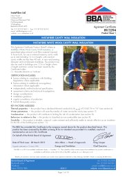 Instafibre Ltd. Instafibre cavity wall insulation. Instafibre white wool cavity wall insulation. Product sheet 1