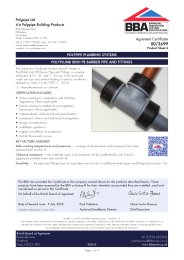 Polypipe Ltd t/a Polypipe Building Products Ltd. Polypipe plumbing systems. PolyPlumb Irish PB barrier pipe and fittings. Product sheet 4