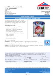 Imperial Chemical Industries Ltd t/a ICI Paints AkzoNobel. Dulux masonry paints. Dulux Weathershield smooth masonry paint. Product sheet 1