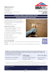 Wykamol Group Ltd. Wykamol chemical damp-proofing systems. Wykamol replastering specifications. Product sheet 5