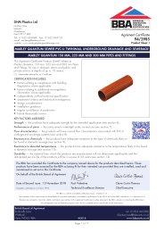 DHM Plastics Ltd. Marley Quantum sewer PVC-u twinwall underground drainage and sewerage. Marley Quantum 150mm, 225mm and 300mm pipes and fittings. Product sheet 1