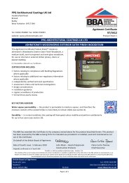 PPG Architectural Coatings UK Ltd. PPG Architectural Coatings UK Ltd. Johnstone's woodworks exterior satin finish woodstain. Product sheet 1