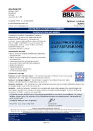 Alderburgh Ltd. Alderburgh gas-resistant membrane. Alderprufe GRA gas barrier. Product sheet 1