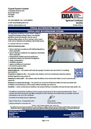 Topseal Systems Limited. Topseal waterproofing system. Topseal roof waterproofing systems. Product sheet 1