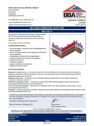 Metra Non-Ferrous Metals Limited. Metz non-combustible cavity tray. Metz NC-CT. Product sheet 1