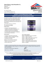 Clever Polimer ve Yapi Kimyasallari A.S. Clever PU 110 waterproofing systems. Clever pu 110 25-year waterproofing system. Product Sheet 1